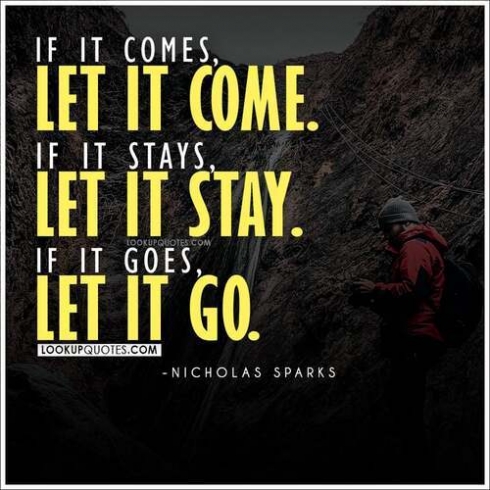 If it comes, let it come. If it stays, let it stay. If it goes, let it go.